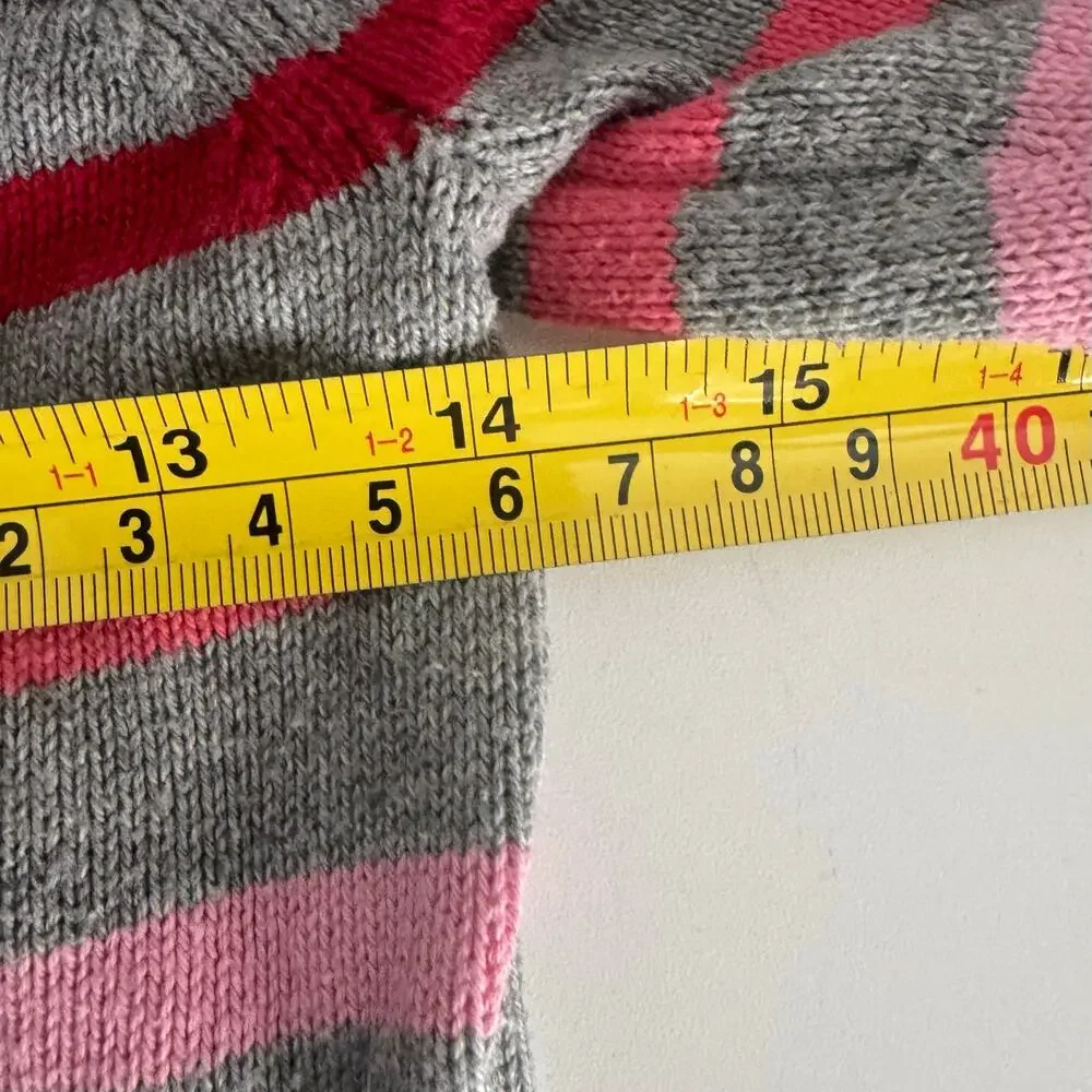 GAP Kids Crazy Striped Sweater Gray Pink Ribbed Cotton Casual Girls Small